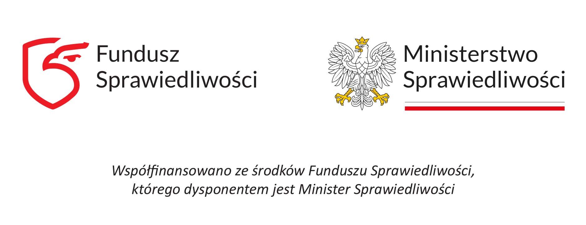 Logotypy promujące Ministerstwo Sprawiedliwości oraz Fundusz Sprawiedliwości