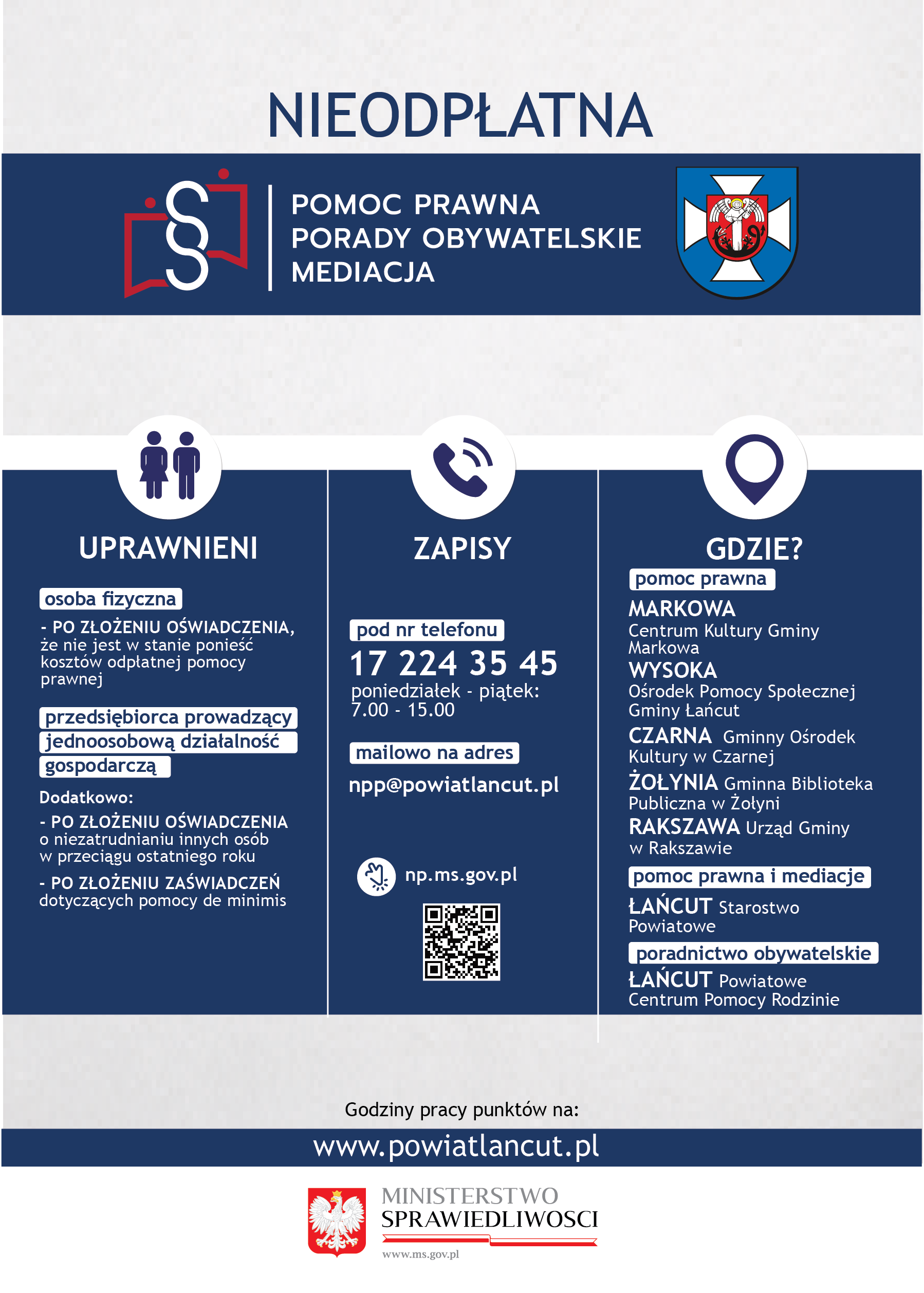 nieodpłatna pomoc plakat