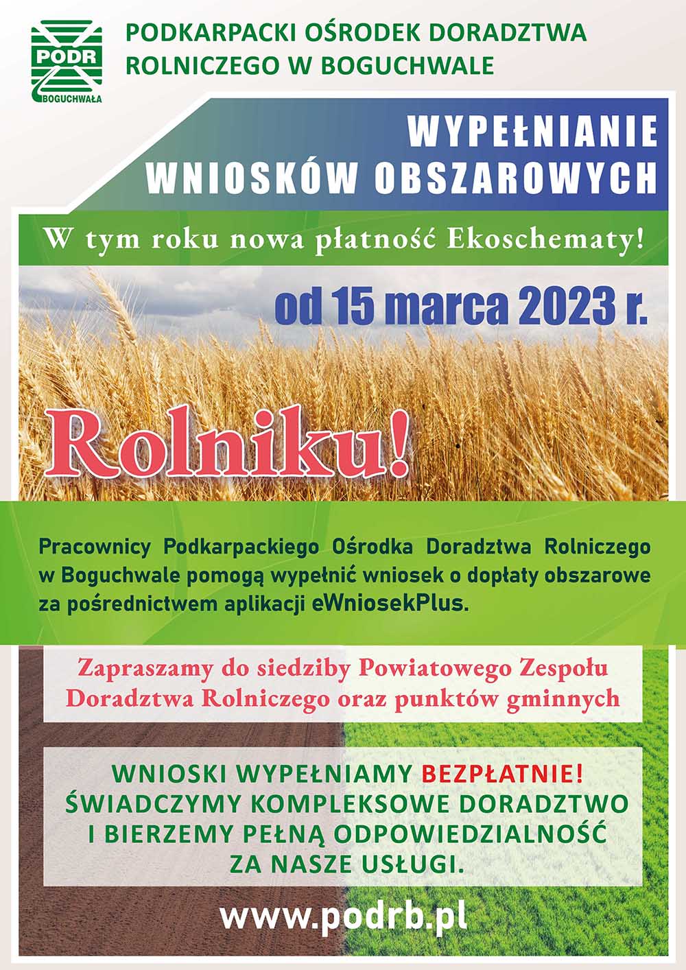 Plakat - ogłoszenie o pomocy dla rolników
