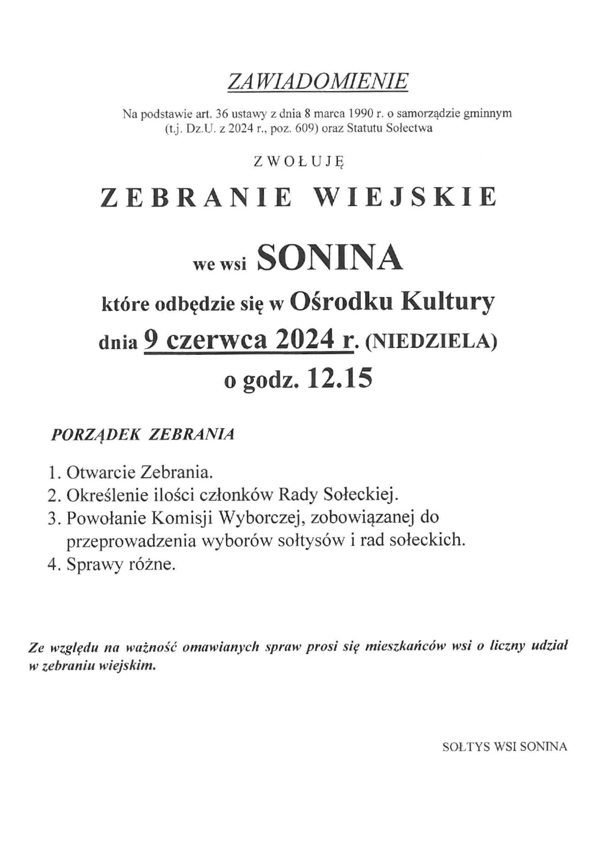 zebranie sonina
