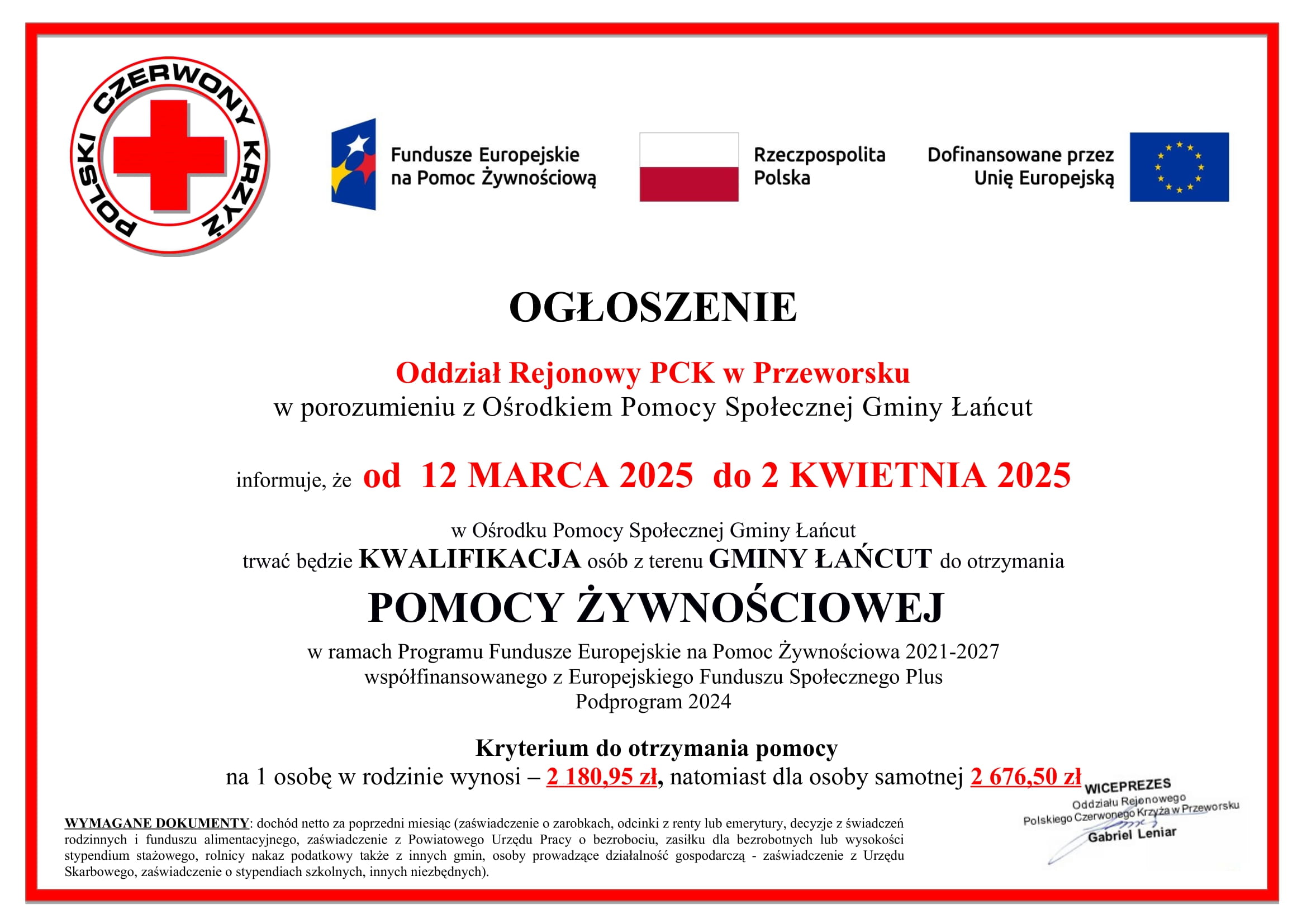 OGŁOSZENIE kwalifikacja Gmina Łańcut 1